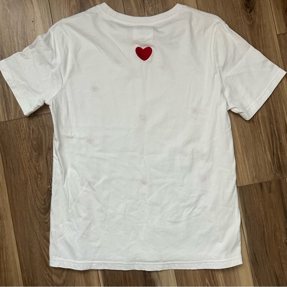 ♥️Just Madison Hearts Tee - White with Red Heart Embroidery - Size Small - Picture 3 of 9